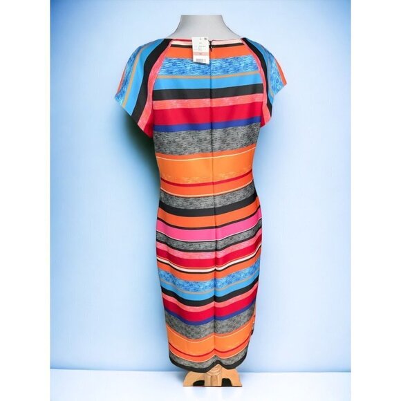 ECI New York cap sleeve colorful striped lined zipped long maxi dress NEW 12 - Picture 7 of 8